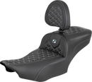 SADDLEMEN Roadsofa™ Extended Reach Seat - with Backrest - Silver Stitch - FLH/FLT '23-'25 823-07-211B5