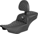 SADDLEMEN Roadsofa™ Extended Reach Seat - with Backrest - White Stitch - FLH/FLT '23-'25 823-07-211B6