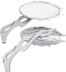 DRAG SPECIALTIES Mirrors - Flame - Side View - Oval - Chrome - Pair 76826C
