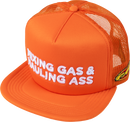 FMF Gass Hat - Orange HO25T196907OR with 5-Panel Trucker Design and Embroidered Logo