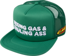 FMF Gass Hat - Green HO25T196907GR, 5-Panel Trucker Cap with Embroidered Logo and Text