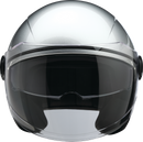 Z1R Scuzzi Helmet - Solid Silver - Large, Lightweight Open-Face Motorcycle Helmet with Full Coverage and Sun Visor