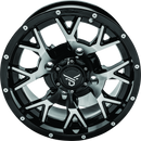 QuadBoss Barbwire 14x7 Wheel - 5+2 Offset, 4/137 Bolt Pattern, Black Machined Finish