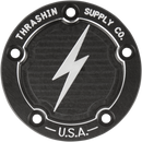 THRASHIN SUPPLY CO. Points Cover - Dished - Black - 5 Hole - Twin Cam TSC-3026-4