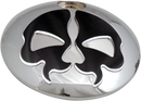 DRAG SPECIALTIES Fuel Door - Split Skull - Chrome with Black 78051