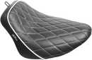 LE PERA Bare Bones Solo Seat - Diamond Stitch w/ White Stitching/Piping - Black - Softail '18-'23 LYX-007DMWTP
