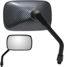 PARTS UNLIMITED Mirror - Mini - Side View - Rectangle - Black/Carbon Fiber - M10x1.25 - Each 17053