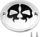 DRAG SPECIALTIES Points Cover - Chrome - Black Skull - 2 Hole 78041