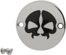 DRAG SPECIALTIES Points Cover - Chrome - Black Skull - 2 Hole - M8 78102