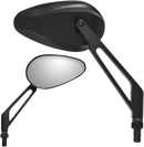 PARTS UNLIMITED Mirror - X-Treme Mini - Side View - Teardrop - Billet - Short - Black - Each 17070