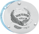 DRAG SPECIALTIES Live to Ride Derby Cover - 3 Hole - Chrome 33-0010CA