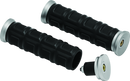 Kuryakyn Dillinger Grips 1 inch Silver - Aggressive Ribbed Grip with Removable End Caps