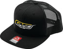 QuadBoss Logo Flatbill Trucker Cap - Classic Cotton-Poly/Nylon Mesh with Adjustable Snapback