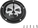 DRAG SPECIALTIES Derby Cover - Split Skull - 5 Hole - Black w/Chrome Skull - '99-'18 Big Twin 78043B