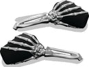 Kuryakyn Skeleton Hand Mirrors Chrome/Black with Adjustable Skeleton Hand Display for Powersports