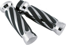 Bikers Choice Dual Throttle Grips for Harley-Davidson® – Chrome & Black Twisted Design, Part 498415