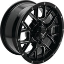 QuadBoss Barbwire 14x7 Wheel - 5+2 Offset, 4/110 Bolt Pattern, Black Machined Finish