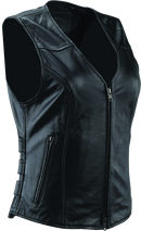 Kuryakyn River Road Plains Leather Vest for Women – Black, Small