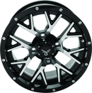 QuadBoss Barbwire 14x7 Wheel - 5+2 Offset, 4/110 Bolt Pattern, Black Machined Finish