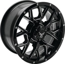 QuadBoss Barbwire 14x7 Wheel - 5+2 Offset, 4/137 Bolt Pattern, Black Machined Finish