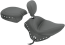 MUSTANG Wide Solo Seat - With Backrest - Black - Studded w/ Concho - FL/FX '11-'17 79740
