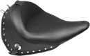 MUSTANG Wide Solo Seat - With Backrest - Black - Studded w/ Concho - FLSTC '16-'17 79915
