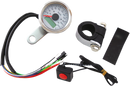DRAG SPECIALTIES Mini Programmable Speedometer with Indicator Lights - Stainless Steel - KPH - White Face 77759WK