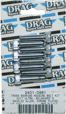DRAG SPECIALTIES Bolt Kit - Transmission Bearing Housing - Knurled/Socket-Head - Chrome - M8 MK783