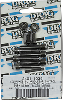 DRAG SPECIALTIES Bolt Kit - Handlebar Controls - Knurled/Socket-Head - Black/Chrome - M8 MK784BK