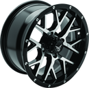 QuadBoss Barbwire 14x7 Wheel - 5+2 Offset, 4/110 Bolt Pattern, Black Machined Finish
