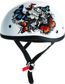 Bikers Choice Skid Lids White Rose Original Helmet - Large, DOT Certified Powersports Helmet