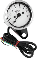 Bikers Choice 2.5 Inch Chrome Mini Tachometer with White Face for Big Twin and XL Engines