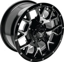 QuadBoss Barbwire 14x7 Wheel - 5+2 Offset, 4/137 Bolt Pattern, Black Machined Finish
