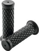 Bikers Choice 1 Inch Black Quilted Grip - Vintage Style Motorcycle Handlebars