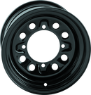 QuadBoss Steely Wheel 12x7 - 4+3 Bolt Pattern - Durable Black Powder-Coated Finish