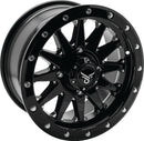 QuadBoss Wagon 14x7 Wheel - 5+2 Offset, 4/110 Bolt Pattern, Black Machined Finish